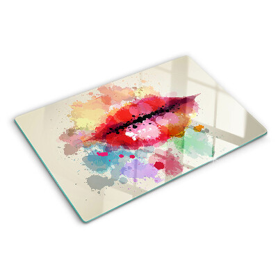 Planche à découper verre Des lèvres aux taches colorées