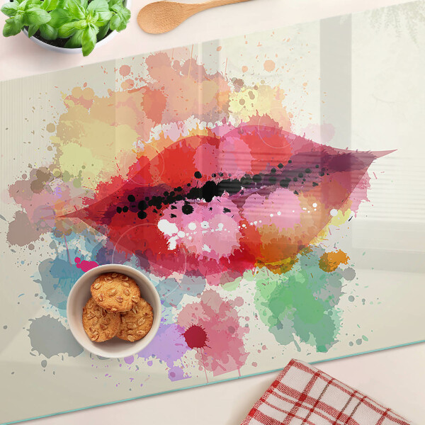 Planche à découper verre Des lèvres aux taches colorées