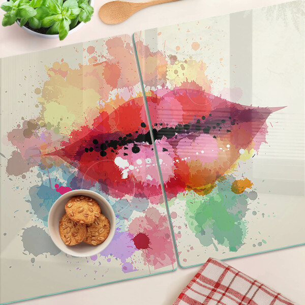 Planche à découper verre Des lèvres aux taches colorées