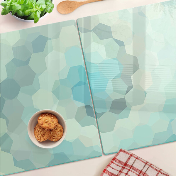 Planche à découper verre Formes géométriques dans les tons de bleu