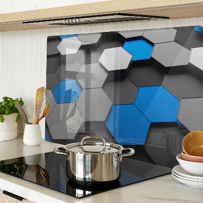 Planche à découper verre Motifs hexagonaux dans des tons bleu-gris