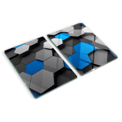Planche à découper verre Motifs hexagonaux dans des tons bleu-gris