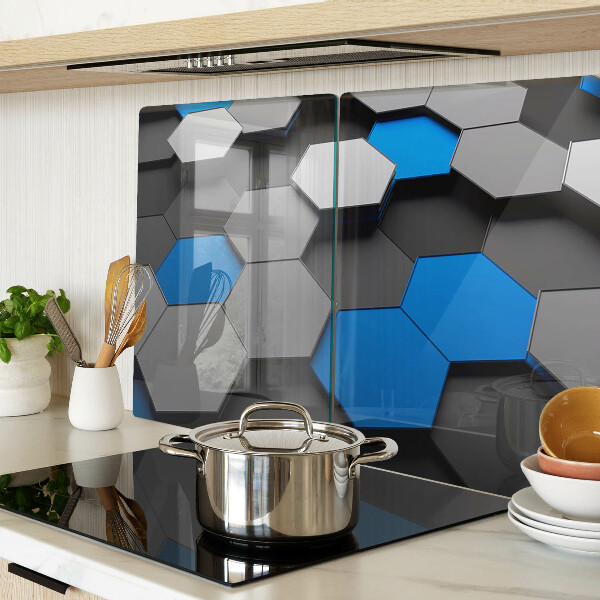 Planche à découper verre Motifs hexagonaux dans des tons bleu-gris