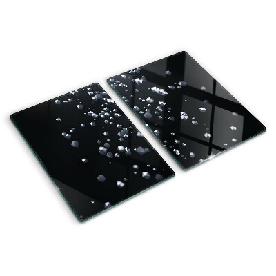 Planche à découper en verre Bulles de cristal sur fond noir
