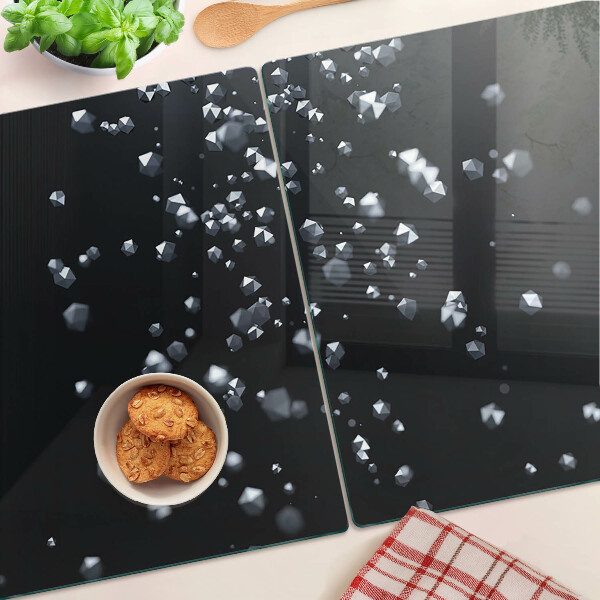 Planche à découper en verre Bulles de cristal sur fond noir