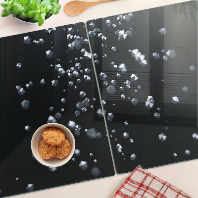 Planche à découper en verre Bulles de cristal sur fond noir