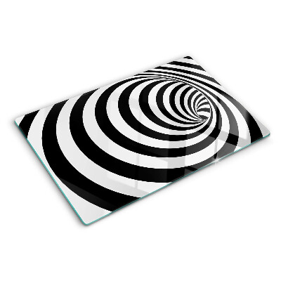 Planche à découper verre Motif en spirale en noir et blanc