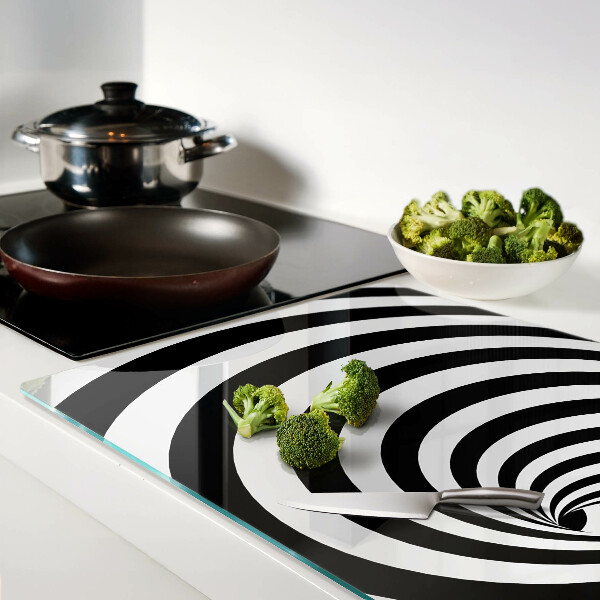 Planche à découper verre Motif en spirale en noir et blanc