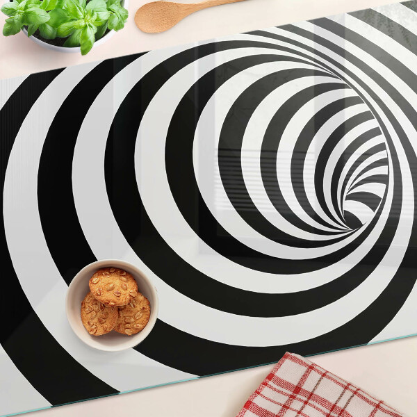 Planche à découper verre Motif en spirale en noir et blanc