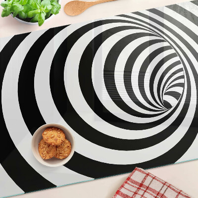 Planche à découper verre Motif en spirale en noir et blanc