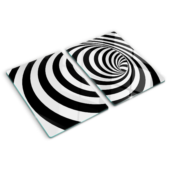 Planche à découper verre Motif en spirale en noir et blanc