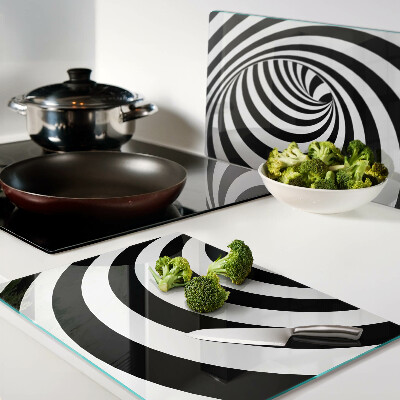 Planche à découper verre Motif en spirale en noir et blanc