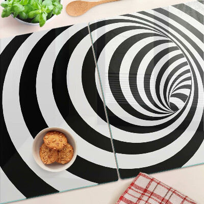 Planche à découper verre Motif en spirale en noir et blanc
