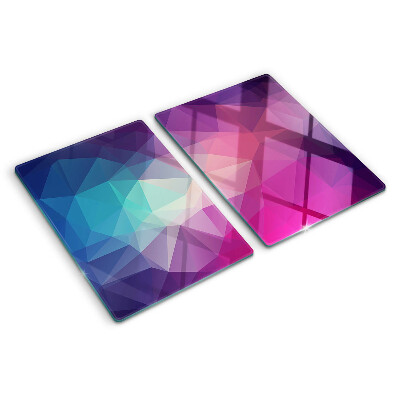 Planche à découper verre Géométrie dans les tons de rose et de bleu