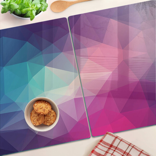 Planche à découper verre Géométrie dans les tons de rose et de bleu