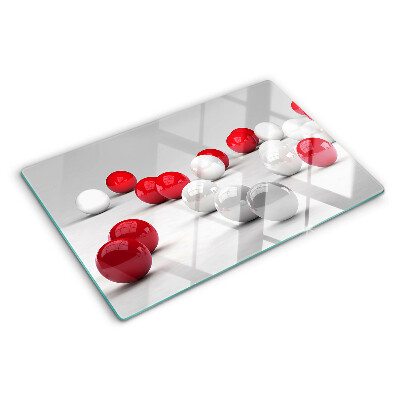 Planche à découper en verre Boules rouges et blanches