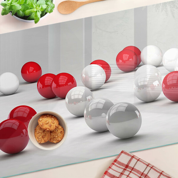 Planche à découper en verre Boules rouges et blanches