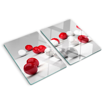 Planche à découper en verre Boules rouges et blanches