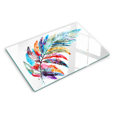 Planche à découper verre Feuilles de fougère aux couleurs de l'arc-en-ciel