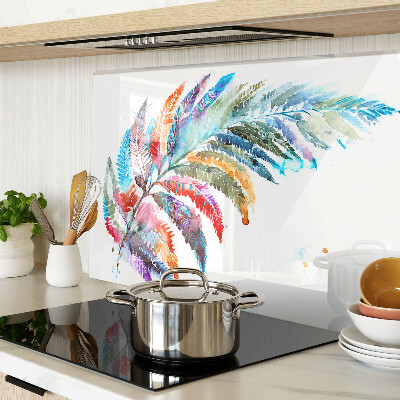 Planche à découper verre Feuilles de fougère aux couleurs de l'arc-en-ciel