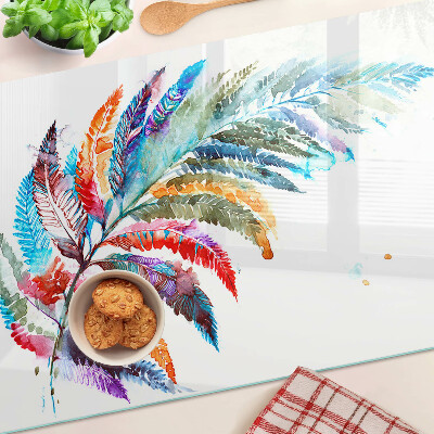 Planche à découper verre Feuilles de fougère aux couleurs de l'arc-en-ciel