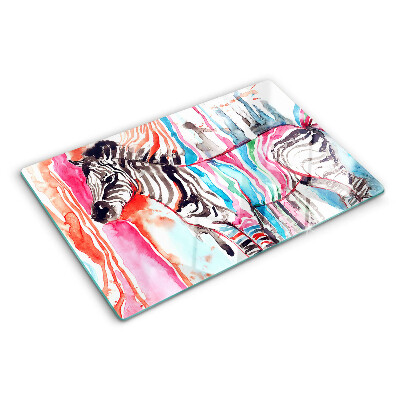 Planche à découper verre Zèbre à rayures colorées