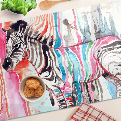 Planche à découper verre Zèbre à rayures colorées