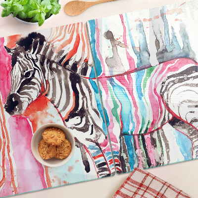 Planche à découper verre Zèbre à rayures colorées