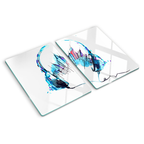 Planche à découper verre Casque avec un paysage urbain