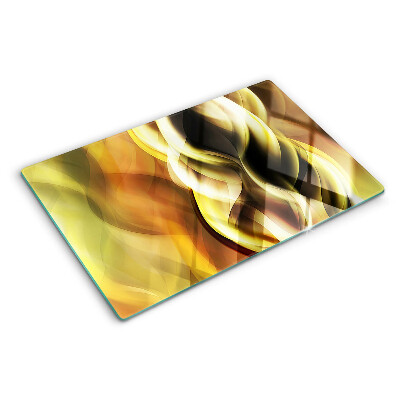 Planche à découper en verre Vagues abstraites dans des tons dorés