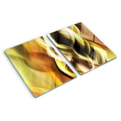 Planche à découper en verre Vagues abstraites dans des tons dorés