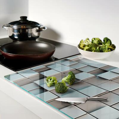Planche à découper en verre Carreaux géométriques dans les tons de bleu