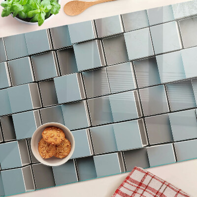 Planche à découper en verre Carreaux géométriques dans les tons de bleu