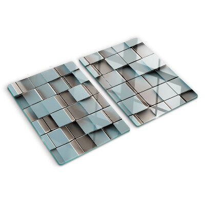 Planche à découper en verre Carreaux géométriques dans les tons de bleu