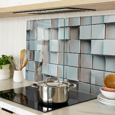 Planche à découper en verre Carreaux géométriques dans les tons de bleu