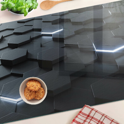 Planche à découper en verre Motif hexagonal avec effet 3D