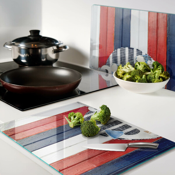 Planche à découper verre Ancre sur fond de rayures