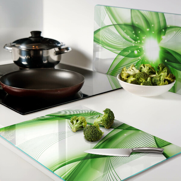 Planche à découper en verre Vagues abstraites vertes