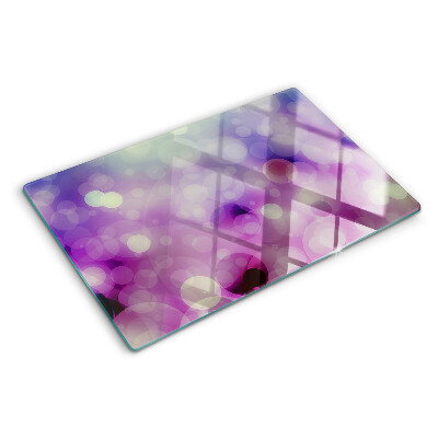 Planche à découper verre Bokeh dans les tons violet et rose