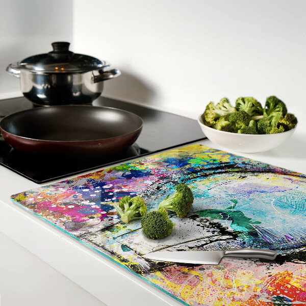 Planche à découper en verre Ampoule sur fond coloré