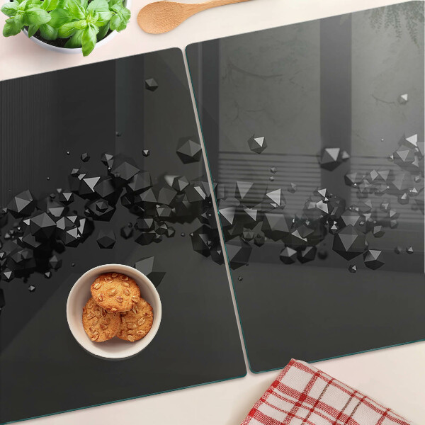 Planche à découper en verre Cristaux noirs sur le fond