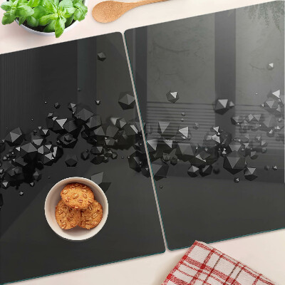 Planche à découper en verre Cristaux noirs sur le fond