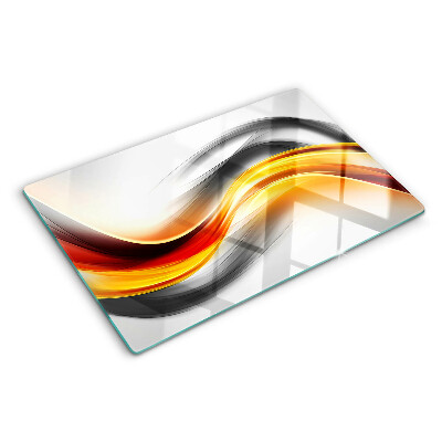 Planche à découper en verre Vagues en orange et noir