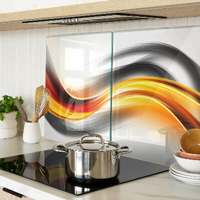 Planche à découper en verre Vagues en orange et noir