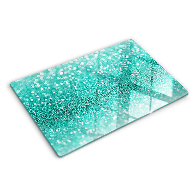 Planche à découper verre Paillettes turquoise étincelantes