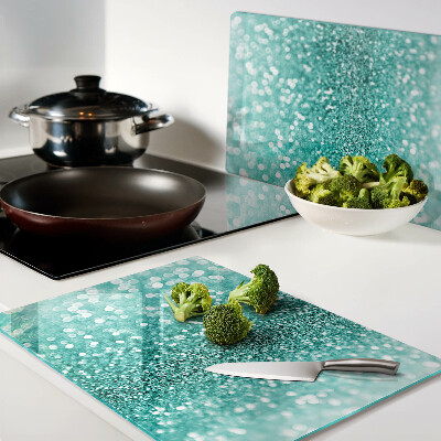 Planche à découper verre Paillettes turquoise étincelantes