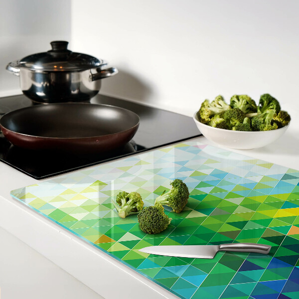 Planche à découper en verre La géométrie des triangles colorés