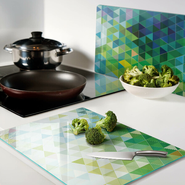 Planche à découper en verre La géométrie des triangles colorés