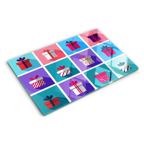 Planche à découper verre Motifs cadeaux de différentes couleurs