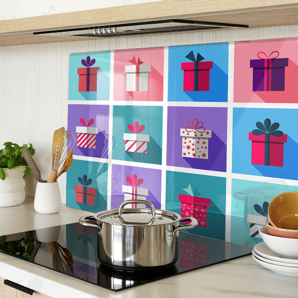 Planche à découper verre Motifs cadeaux de différentes couleurs